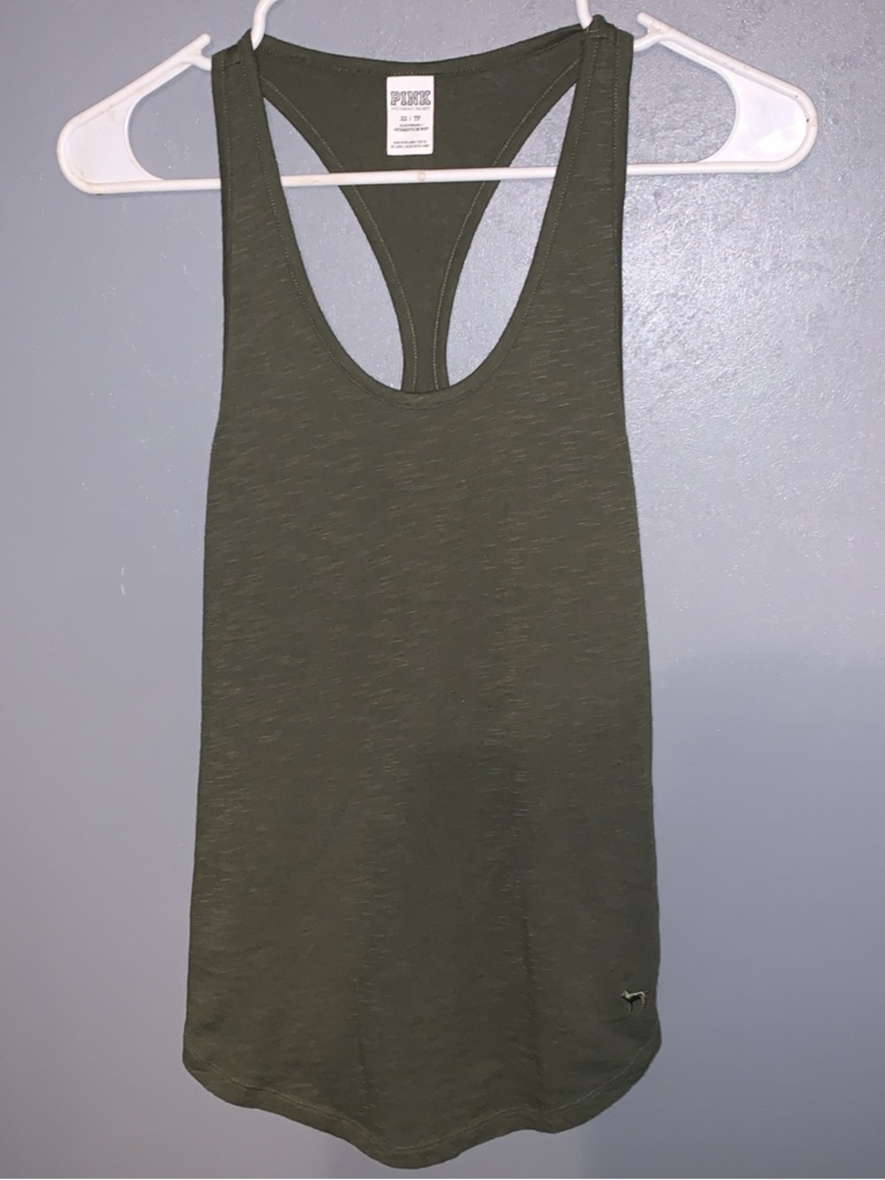 PINK Victoria's Secret Olive Green Racerback Tank